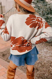 Bold Flower Wide Sleeve Sweater