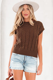 Cable Short Sleeve Sweater Top