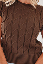 Cable Short Sleeve Sweater Top
