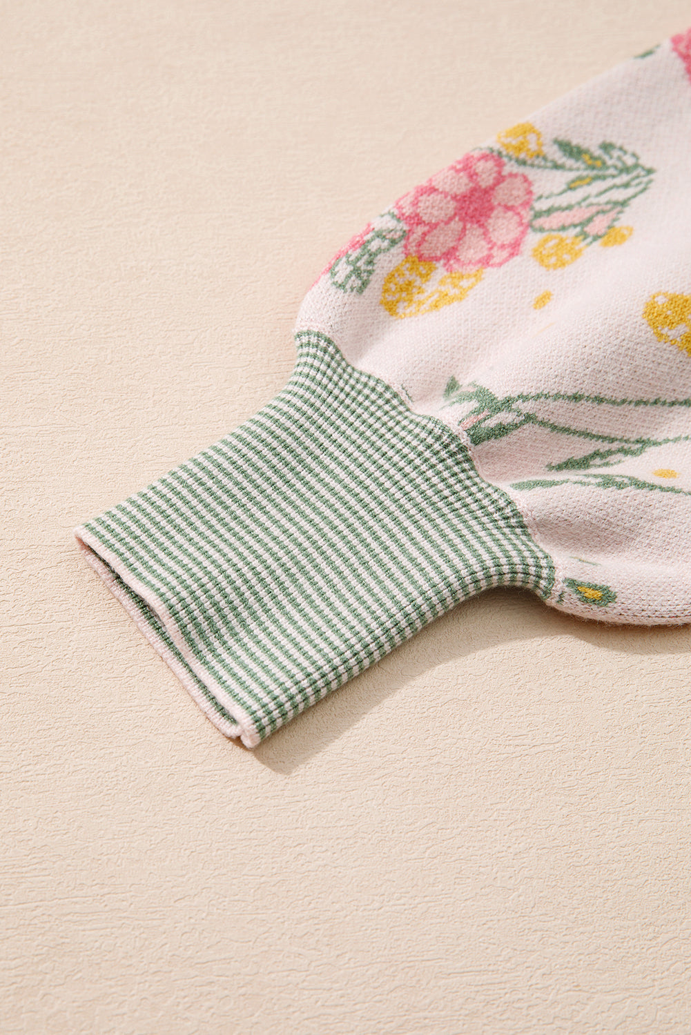 Floral Pattern Striped Sweater