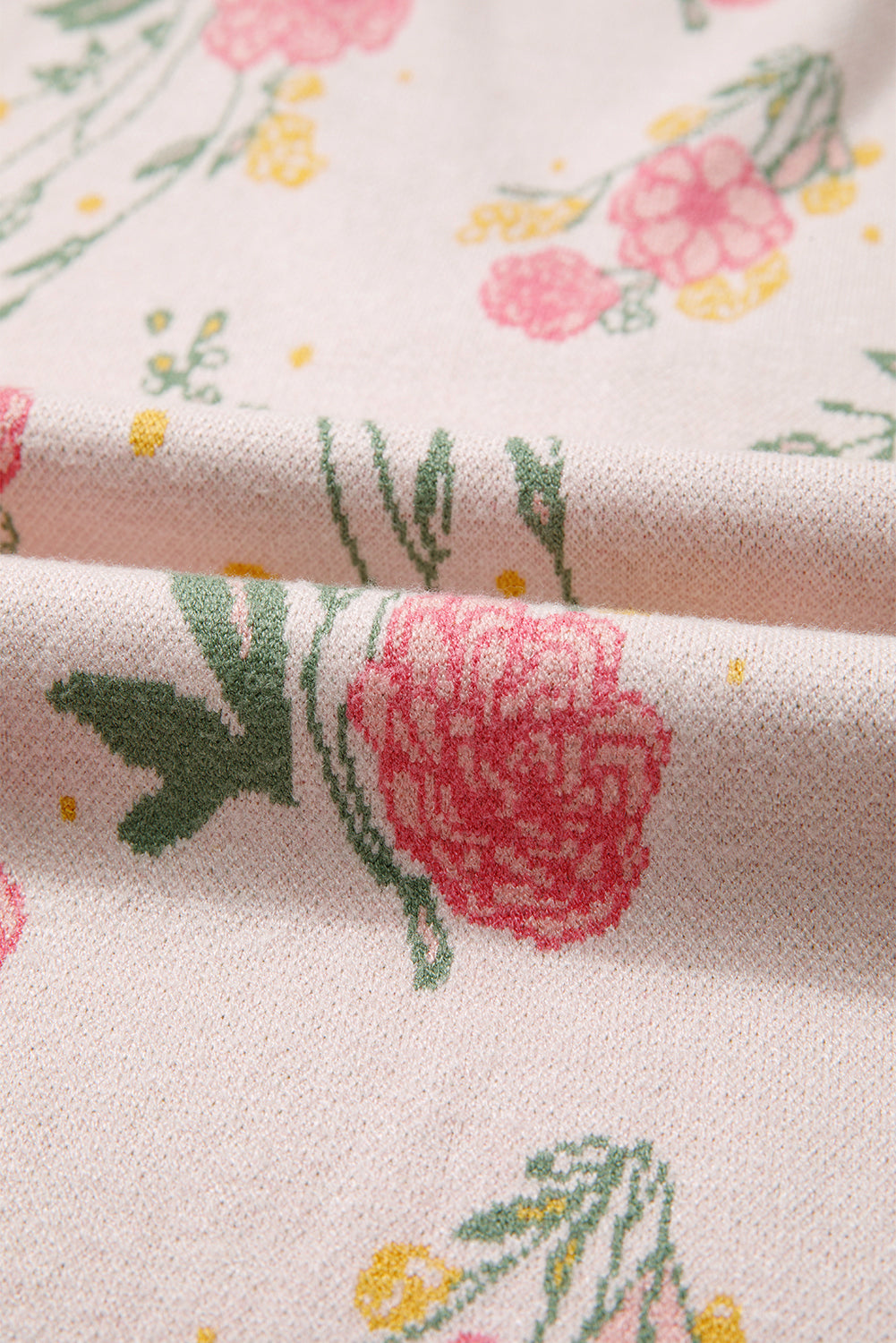 Floral Pattern Striped Sweater