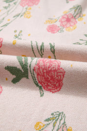 Floral Pattern Striped Sweater