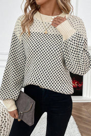 Contrast Color Pattern Sweater