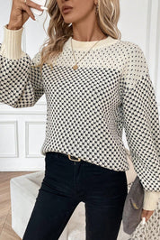 Contrast Color Pattern Sweater