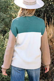 Color Block Ribbed Knit Oversized Sweater