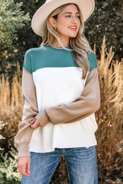 Color Block Ribbed Knit Oversized Sweater