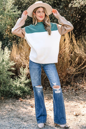 Color Block Ribbed Knit Oversized Sweater