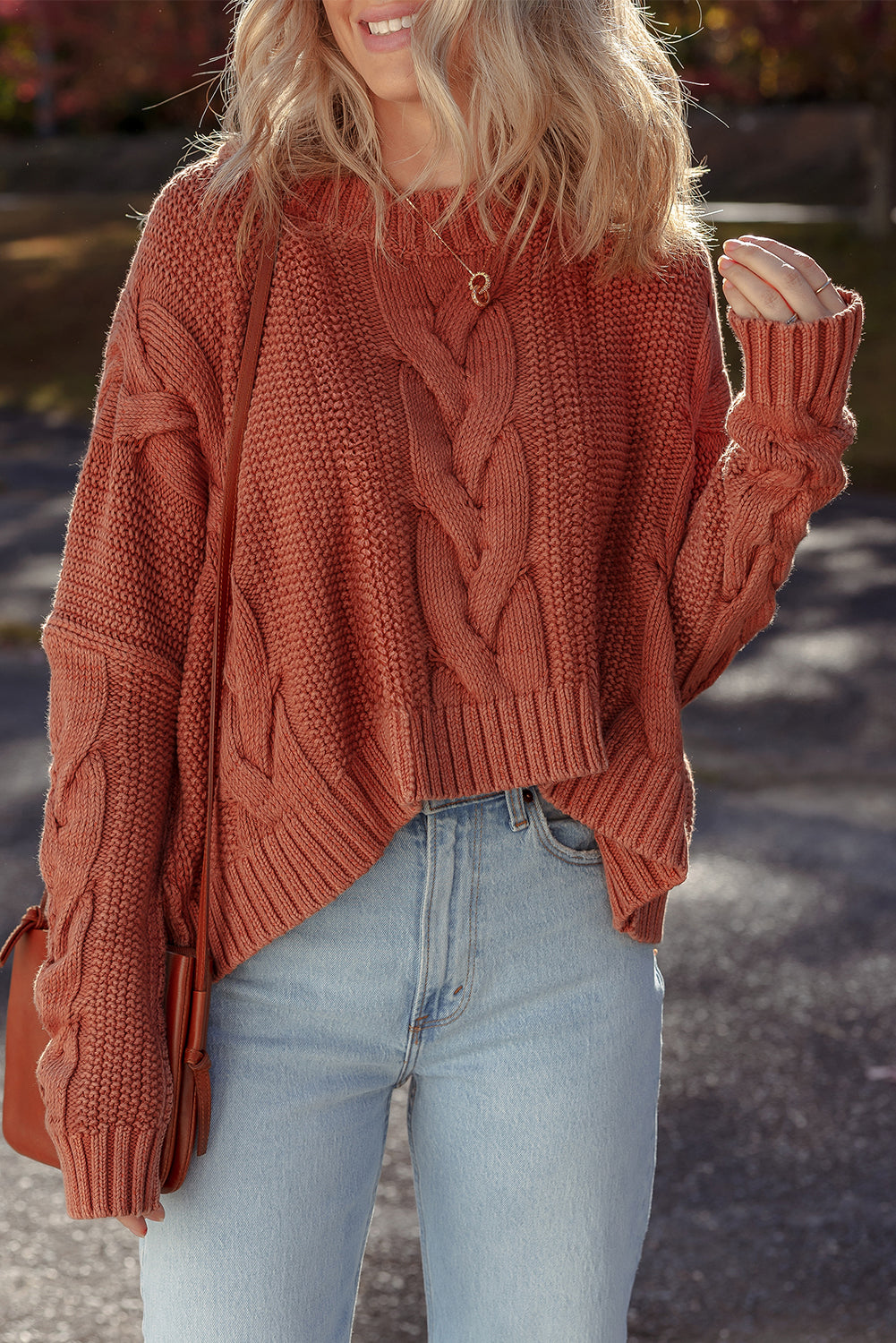 Chunky Fit Textured Knit Sweater
