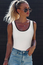 Ribbed Knit Contrast Trim Tank