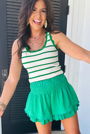 Striped Scalloped Sleeveless Sweater Tank