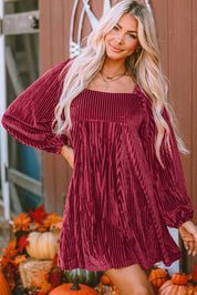 Velvet Tie Back Babydoll Dress