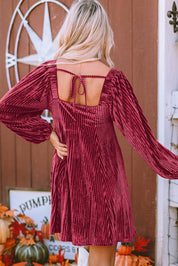 Velvet Tie Back Babydoll Dress