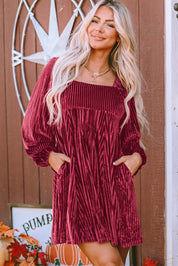 Velvet Tie Back Babydoll Dress