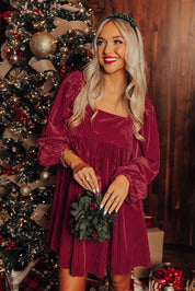 Velvet Tie Back Babydoll Dress