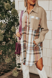 Plaid Patchwork Shirt Mini Dress