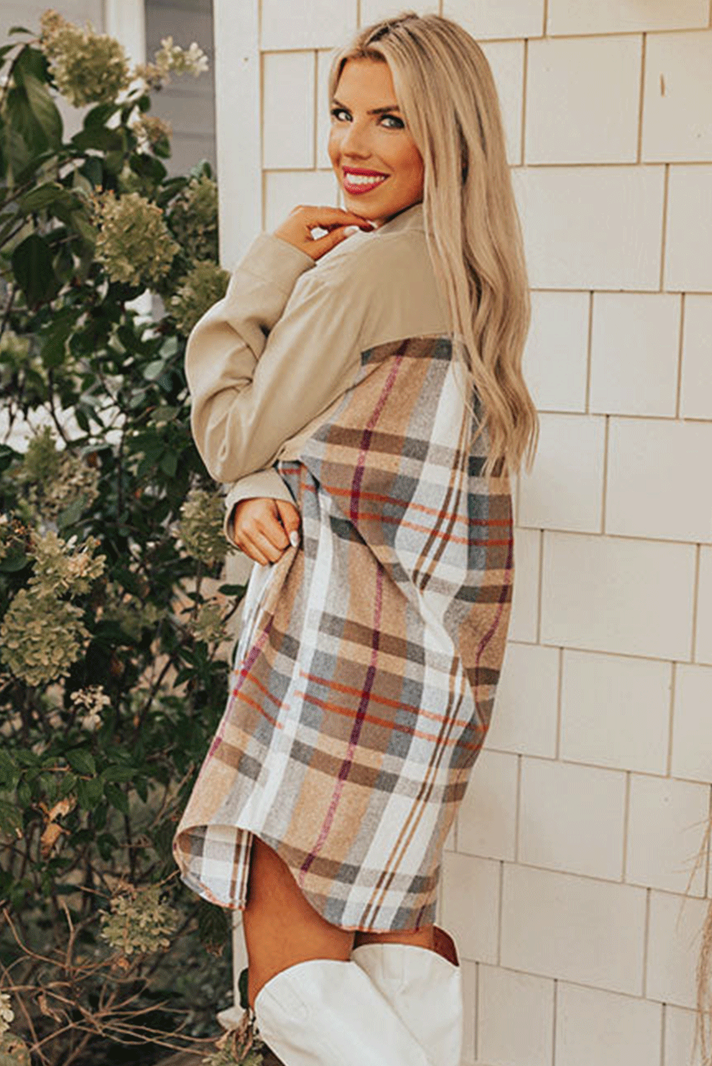Plaid Patchwork Shirt Mini Dress
