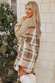 Plaid Patchwork Shirt Mini Dress