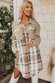 Plaid Patchwork Shirt Mini Dress