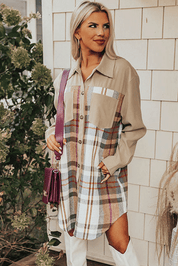 Plaid Patchwork Shirt Mini Dress