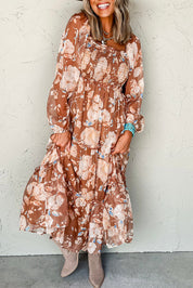 Floral Print Square Neck Maxi Dress