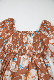Floral Print Square Neck Maxi Dress