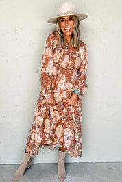 Floral Print Square Neck Maxi Dress