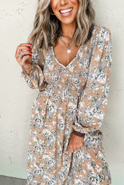 Maple Grove Floral Puff Sleeve Maxi Dress