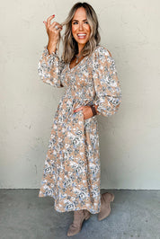 Maple Grove Floral Puff Sleeve Maxi Dress
