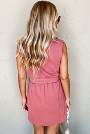 French Terry Zipped Collar Sleeveless Mini Dress