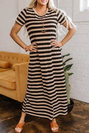 Stripe Casual Maxi Dress with Pockets