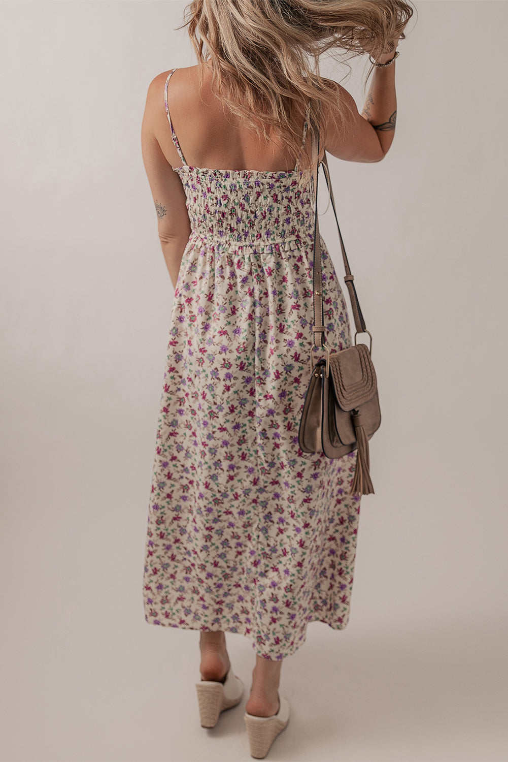 Ditsy Floral Smocked Midi Dress