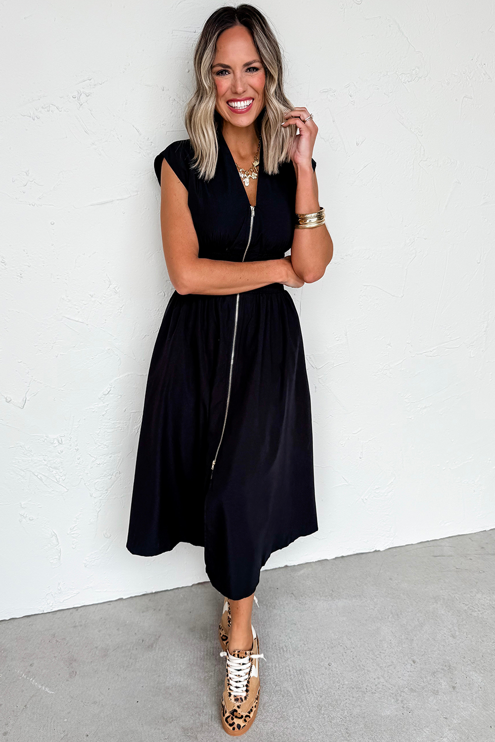 Sleeveless Zipped Front Maxi Dress