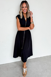 Sleeveless Zipped Front Maxi Dress