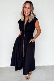 Sleeveless Zipped Front Maxi Dress