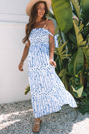 Floral Tied Straps Tiered Maxi Dress