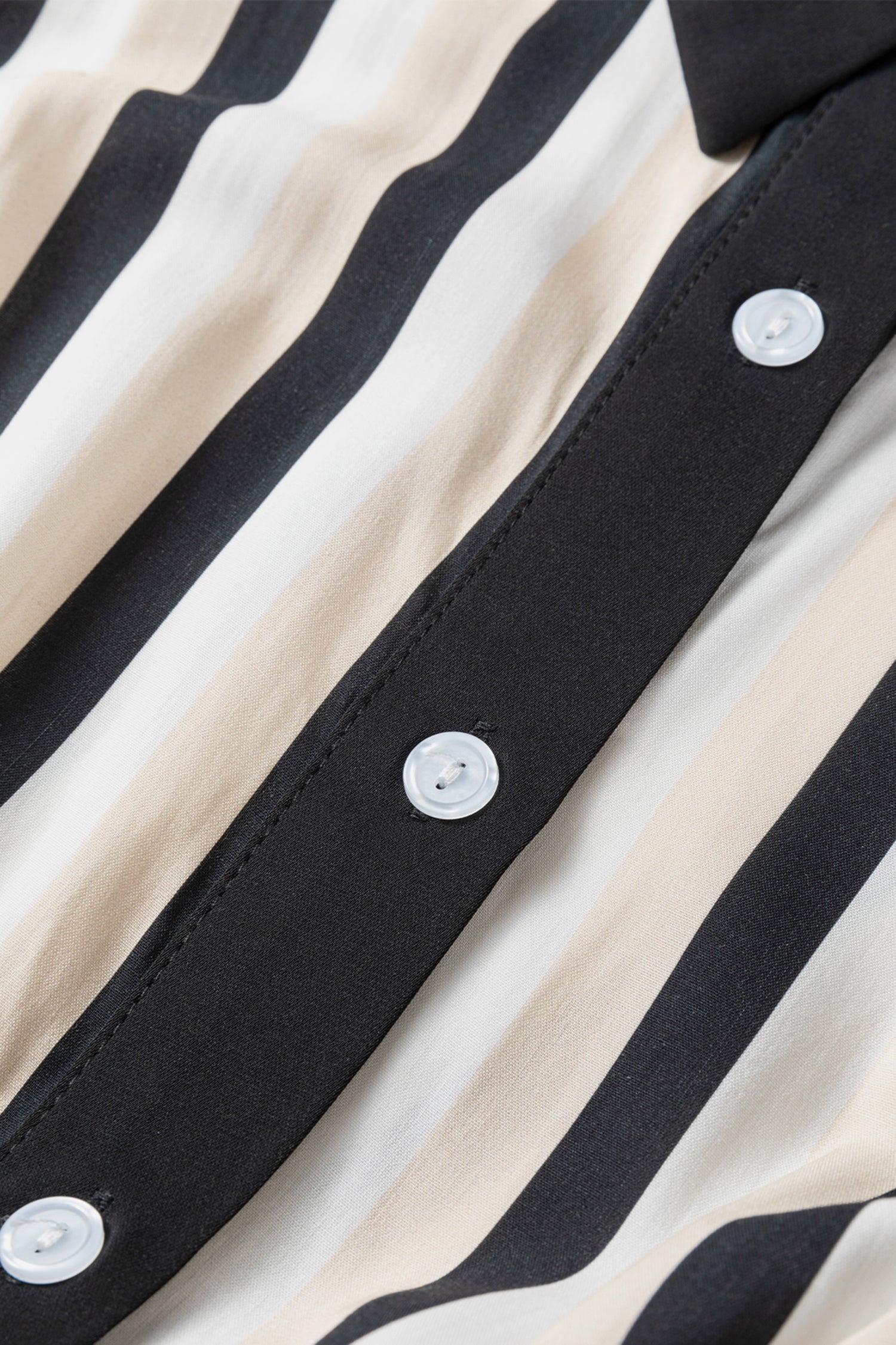 Stripe Puff Sleeve Shirt Midi Dress