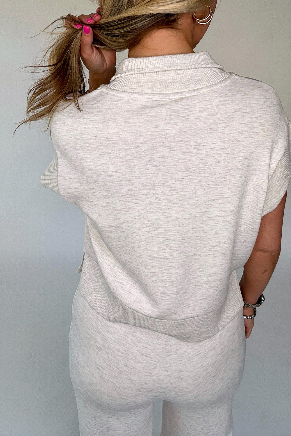 Half Zip Polo Short Sleeve Lounge Top