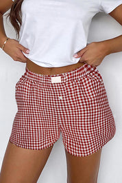 Plaid Gingham Printed High Waist Shorts