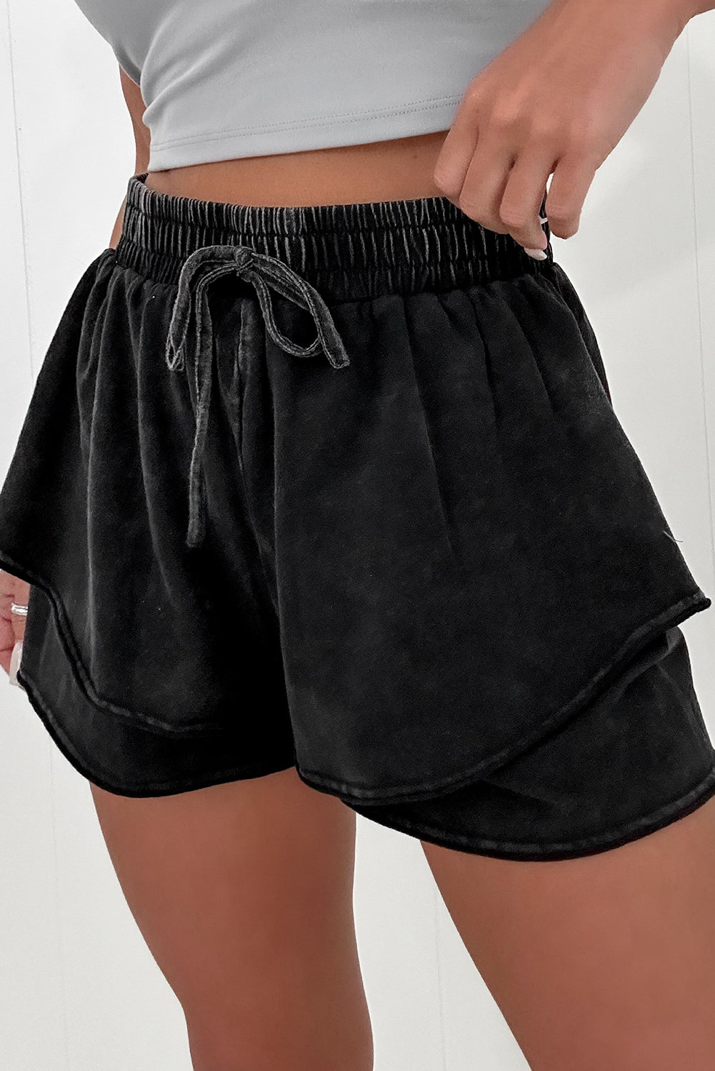 Mineral Wash French Terry Drawstring Shorts