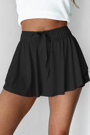 Drawstring Waistband Lined Athletic Skort