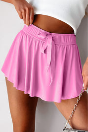 Drawstring Waistband Lined Athletic Skort