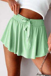 Drawstring Waistband Lined Athletic Skort
