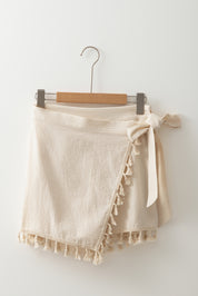 Tassel Trim Wrap Mini Skort