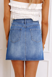 Wrapped Crossed Waist Denim Mini Skirt