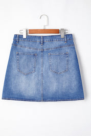 Wrapped Crossed Waist Denim Mini Skirt