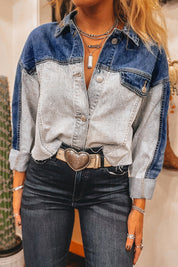 Two Tone Distress Denim Jacket