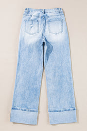 Light Wash Distressed Straight Jeans