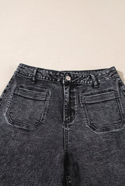 Patch Pocket Straight Leg Loose Jeans