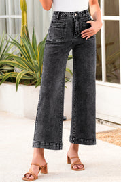 Patch Pocket Straight Leg Loose Jeans
