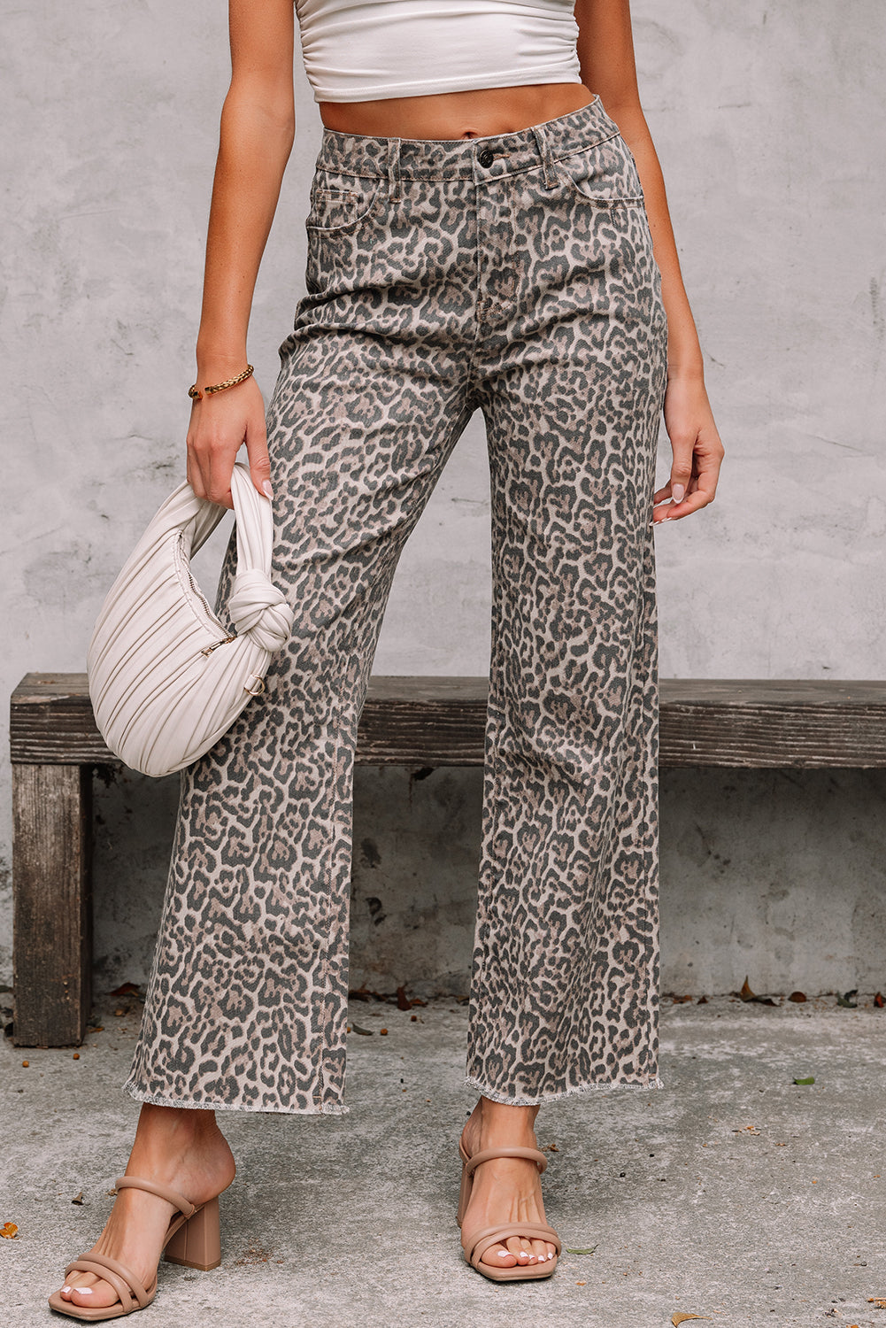 Leopard Wide Leg High Waist Jeans